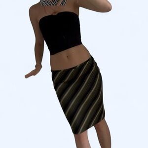 Striped Black and Green Women's Skirt
